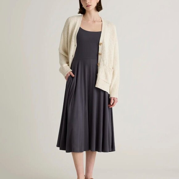 Quince Tencel Jersey Fit & Flare Midi Dress, Carbon Grey, NWT (XS, S, M, L, XL) - Picture 7 of 7